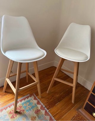 2 Silla Altas Estilo Nórdico color blanco y madera
