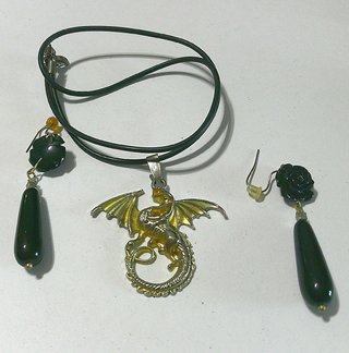 Collana e orecchini drago oro verde