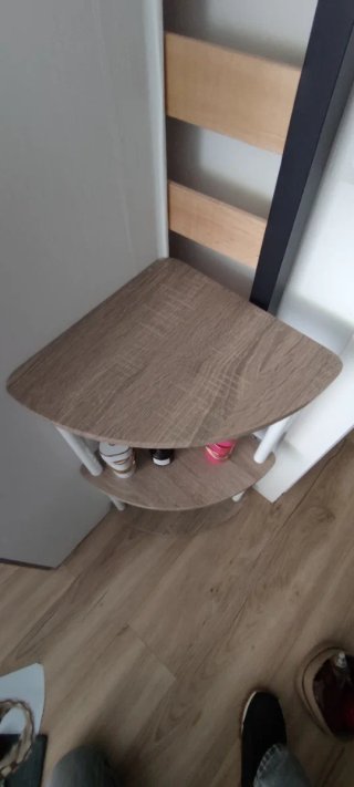 Mueble esquinero madera y blanco