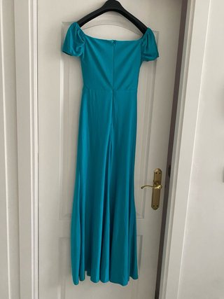 Vestido largo azul verdoso para eventos
