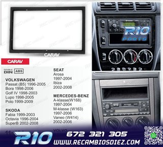 MARCO NEGRO RADIO 2-DIN PARA MERCEDES VOLKSWAGEN VW SKODA SE