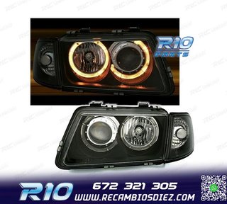 FAROS AUDI A3 8L 96-00 OJOS ANGEL FONDO NEGRO H7