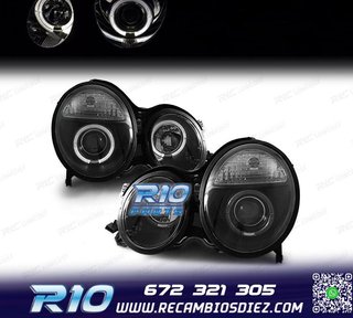 FAROS OJOS ANGEL LUPA MERCEDES CLASE E W210 99-02 FONDO NEGR