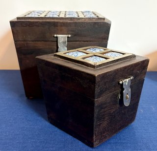 Juego Cajas Madera Decorativas Azules