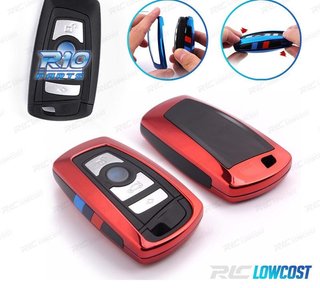 FUNDA CARCASA LLAVE BMW CUADRADA EN ROJO