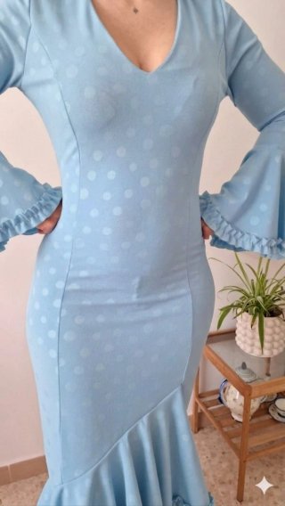 Traje de Flamenca Celeste TODAS LAS TALLAS