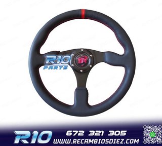 VOLANTE PIEL NEGRA RIBETE ROJO
