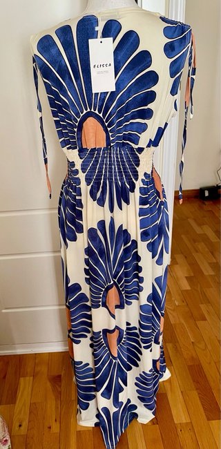 Vestido largo estampado floral, nido abeja, nuevo
