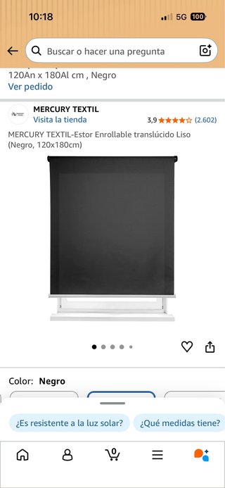 Estor enrollable negro