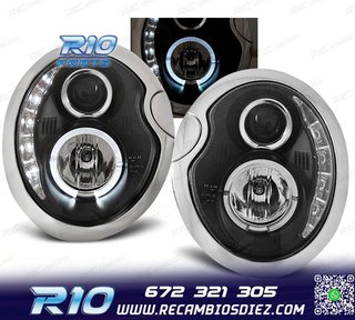 FAROS MINI COOPER R50 R52 R53 LUZ DIURNA NEGROS