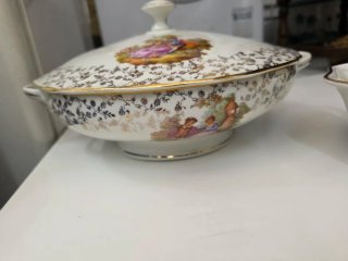 Lote de 2 Sopera y Bandeja Cuadrada Porcelana