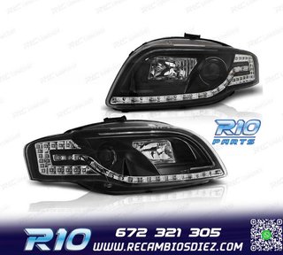 FAROS AUDI A4 B7 04-08 FONDO NEGRO INTERMITENTES LED