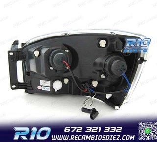 FAROS PARA DODGE RAM 06-08 LUZ DIURNA LED NEGRO