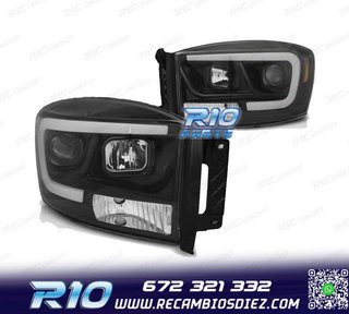 FAROS PARA DODGE RAM 06-08 LUZ DIURNA LED NEGRO