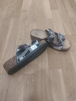 Sandalias HF Shoes Mujer Negro Multicolor