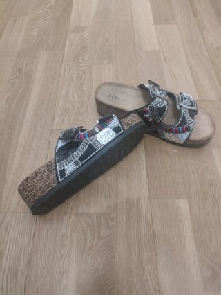 Sandalias HF Shoes Mujer Negro Multicolor