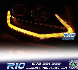FAROS VOLKSWAGEN VW T6 15-19 LUZ DIURNA DRL NEGRO DINAMICOS