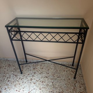 Mesa consola hierro y cristal