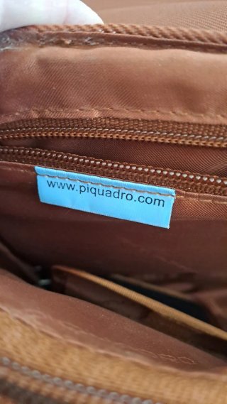 Borsa Piquadro pelle e tessuto marrone