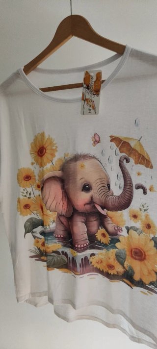 Camiseta Bebé Elefante Flores