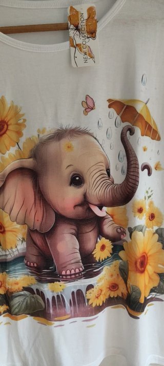 Camiseta Bebé Elefante Flores