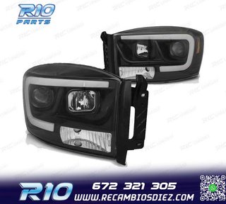 FAROS PARA DODGE RAM 06-08 LUZ DIURNA LED NEGRO