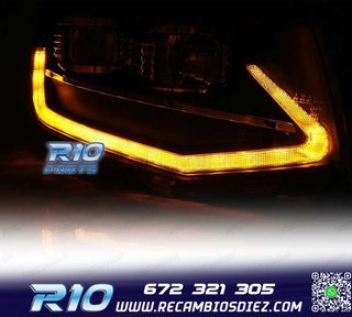 FAROS VOLKSWAGEN VW T6 15-19 LUZ DIURNA DRL NEGRO DINAMICOS