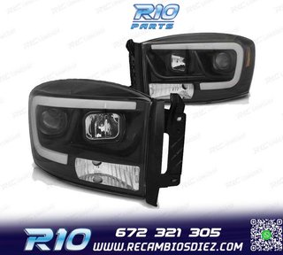 FAROS PARA DODGE RAM 06-08 LUZ DIURNA LED NEGRO