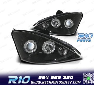 FAROS FORD FOCUS 01-05 OJOS ANGEL FONDO NEGRO