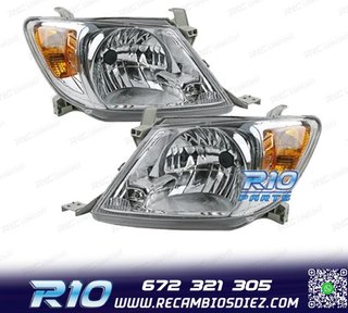 FAROS PARA TOYOTA HILUX VIGO PICK-UP 05-11 FONDO CROMO