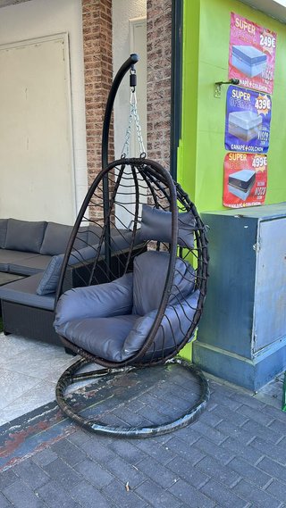 Silla Colgante Mimbre Grande Marrón