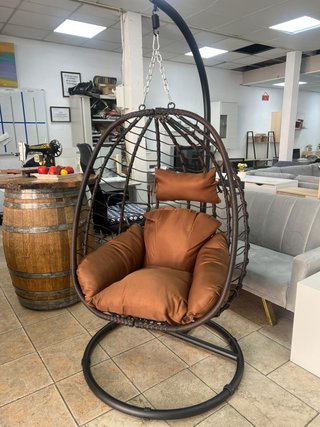 Silla Colgante Mimbre Grande Marrón
