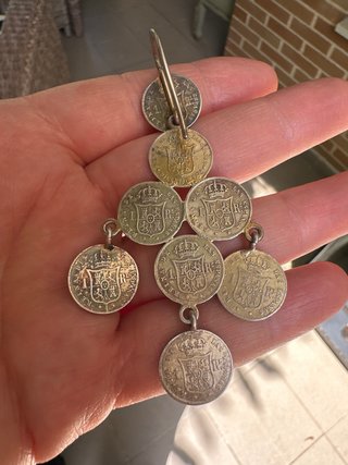 Pendientes monedas de 1 Real de Isabel II s.XIX