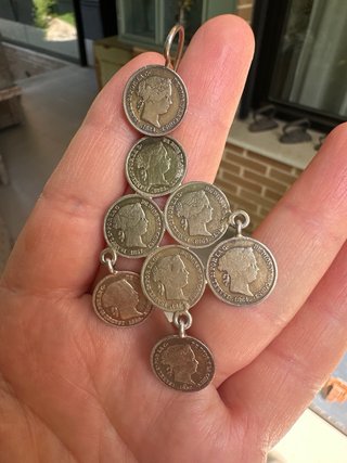 Pendientes monedas de 1 Real de Isabel II s.XIX