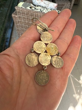 Pendientes monedas de 1 Real de Isabel II s.XIX