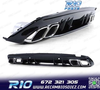 DIFUSOR MERCEDES CLASE C W205 SEDAN 18-21 NEGRO BRILLANTE +