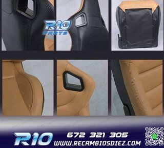 ASIENTO DEPORTIVO SEMI BAQUET ESTILO RS CUERO BEIGE