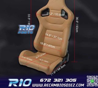 ASIENTO DEPORTIVO SEMI BAQUET ESTILO RS CUERO BEIGE