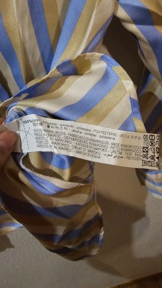 Camisa Zara Rayas Azul y Dorado