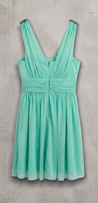 Vestido Fiesta Turquesa Brillos Elegante 42
