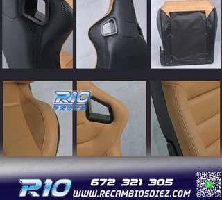 ASIENTO DEPORTIVO SEMI BAQUET ESTILO RS CUERO BEIGE