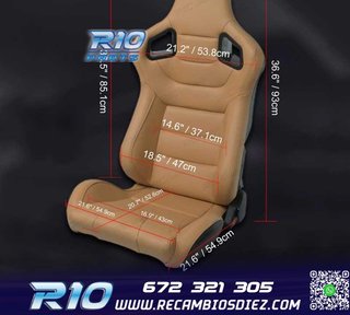 ASIENTO DEPORTIVO SEMI BAQUET ESTILO RS CUERO BEIGE