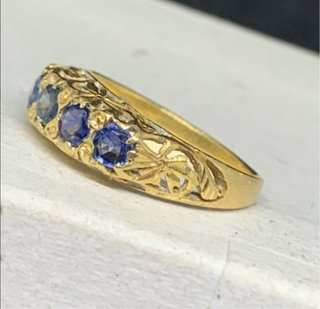 Anillo Zafiro Natural Tailandia Oro 90%