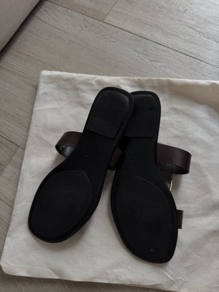 Sandalias Zara Doble Tira Hebilla Marrón 38