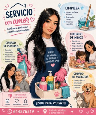 Limpieza,niñera,cuidado adultos mayores y mascotas