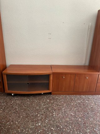 Mueble TV Comedor Madera y Cristal