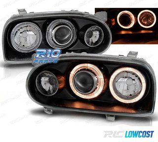 FAROS VOLKSWAGEN VW GOLF 3 OJOS ANGEL NEGROS + INTERMITENTES