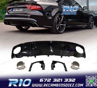 DIFUSOR AUDI A7 16-18 LOOK RS7 + COLAS ESCAPE NEGRO BRILLO