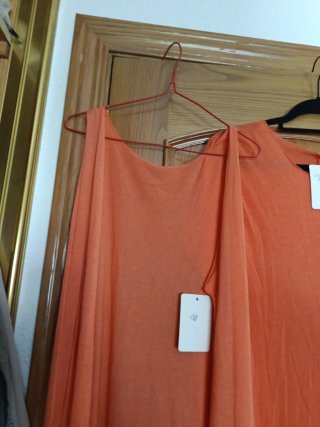 Conjunto vestido verano y caftán naranja