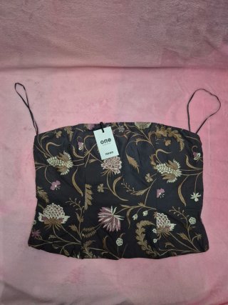 Top Honor Isabel Bordado Gris Talla S